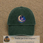 Image principale produit58grosVF - casquette Vert foncé délavé avec visuel Galaxie lune 7 cm