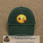 Image principale produit10grosVF - casquette Vert foncé délavé avec visuel Emoji bisou cœur 7 cm