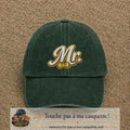 Image principale produit110grosVF - casquette Vert foncé délavé avec visuel Mr élégant 7 cm