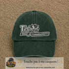 Image principale produit122grosVF - casquette Vert foncé délavé avec visuel Vache message français 7 cm