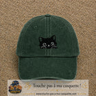 Image principale produit6moyenVF - casquette Vert foncé délavé avec visuel Chat noir adorable 5 cm