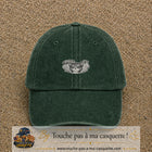Image principale produit1petitVF - casquette Vert foncé délavé avec visuel Chat colère ornemental 3 cm