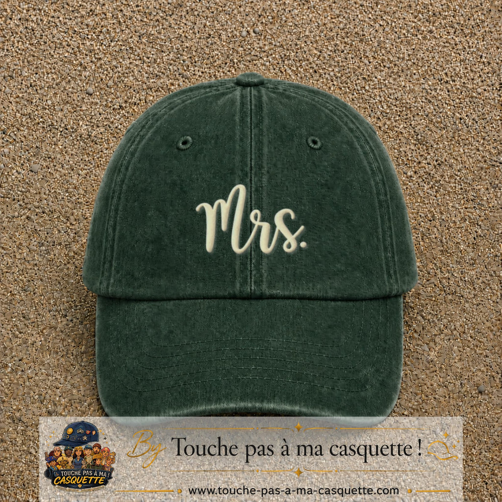 Image principale produit113moyenVF - casquette Vert foncé délavé avec visuel Mrs blanc 5 cm