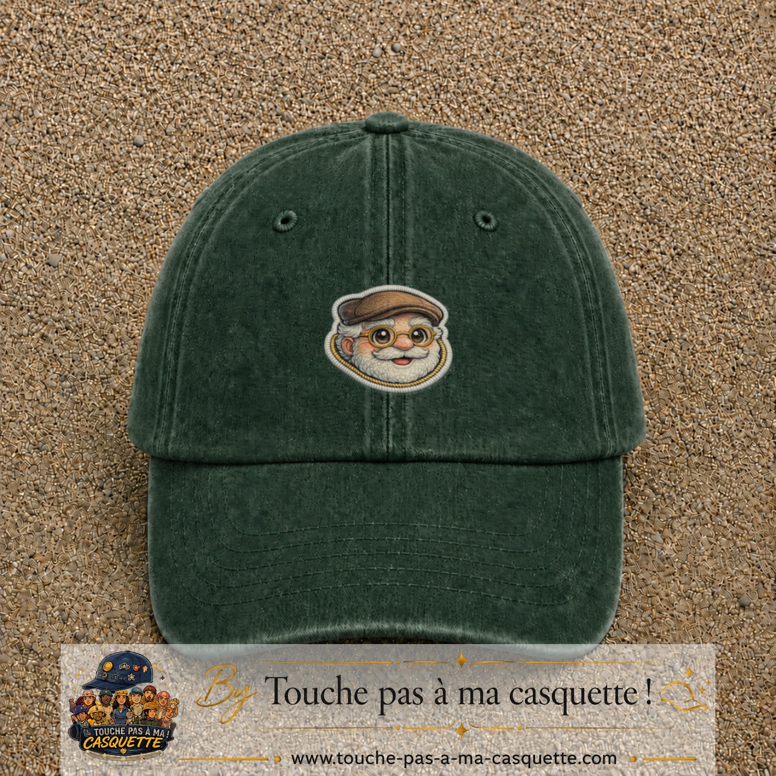 Image principale produit76moyenVF - casquette Vert foncé délavé avec visuel Papy casquette lunettes 5 cm
