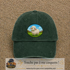 Casquette baseball Vert foncé délavé 100% coton avec visuel Mouton à la ferme 7 cm - image produit principale
