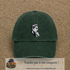 Casquette Vert foncé délavé 100% coton avec motif Portrait homme penseur 7 cm - image principale