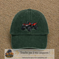 Casquette Vert foncé délavé 100% coton avec motif Quad rouge tout-terrain 7 cm - image principale