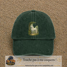 Casquette baseball Vert foncé délavé 100% coton avec motif Cheval blanc en forêt 7 cm - image principale