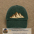 Casquette Vert foncé délavé 100% coton avec motif Montagnes bohèmes 7 cm - image principale