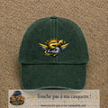 Casquette baseball Vert foncé délavé 100% coton avec visuel Éclair ailé sport 7 cm - image produit principale