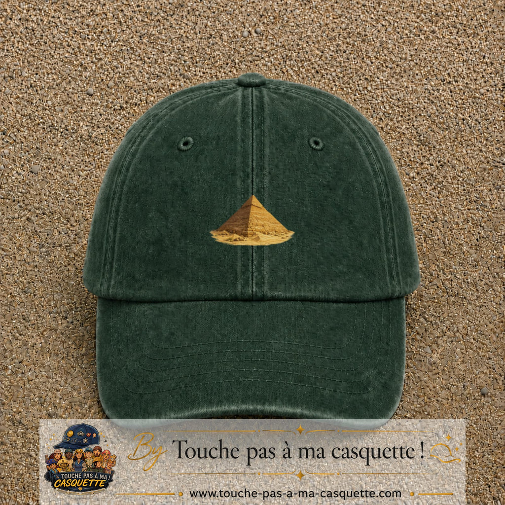 Casquette baseball Vert foncé délavé 100% coton avec motif Pyramide égyptienne 5 cm - image principale