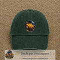 Casquette baseball Vert foncé délavé 100% coton avec visuel Système solaire sphère 7 cm - image produit principale