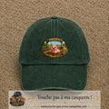 Casquette baseball Vert foncé délavé 100% coton avec visuel Pigcity cochon 7 cm - image produit principale