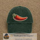 Casquette Vert foncé délavé motif Piment piquant 7 cm - vue principale