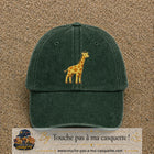 Casquette Vert foncé délavé motif Girafe 7 cm - vue principale