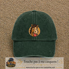 Casquette baseball Vert foncé délavé 100% coton avec visuel Cheval langue tirée 7 cm - image produit principale