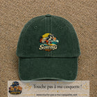 Casquette Vert foncé délavé 100% coton avec motif Surfing Wolf 7 cm - image principale