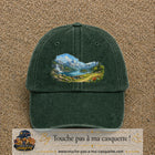Casquette baseball Vert foncé délavé 100% coton avec motif Paysage montagne lac 7 cm - image principale
