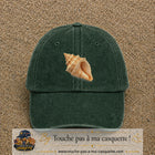 Casquette baseball Vert foncé délavé 100% coton avec visuel Coquillage marin 7 cm - image produit principale