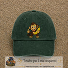 Casquette baseball Vert foncé délavé 100% coton avec motif Singe à la banane 7 cm - image principale