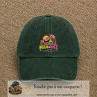 Casquette baseball Vert foncé délavé 100% coton avec visuel Miam de nez 7 cm - image produit principale