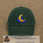 Casquette baseball Vert foncé délavé 100% coton avec motif Lune croissant 7 cm - image principale