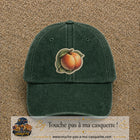 Casquette Vert foncé délavé motif Pêches fruitées 7 cm - vue principale