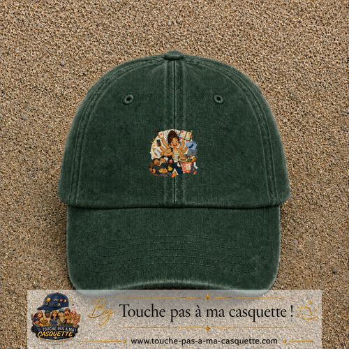 Casquette baseball Vert foncé délavé 100% coton avec visuel Maman multitâche 5 cm - image produit principale