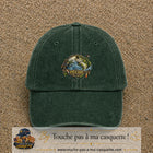 Casquette Vert foncé délavé motif Pêche passion 7 cm - vue principale
