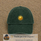 Casquette baseball Vert foncé délavé 100% coton avec visuel Soleil brillant 5 cm - image produit principale
