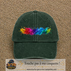 Casquette baseball Vert foncé délavé 100% coton avec visuel Éclaboussure peinture 7 cm - image produit principale