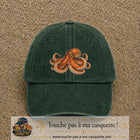 Casquette Vert foncé délavé motif Poulpe marin 7 cm - vue principale