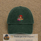 Casquette baseball Vert foncé délavé 100% coton avec motif Juliette 3 cm - image principale
