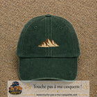 Casquette Vert foncé délavé 100% coton avec motif Montagnes bohèmes 3 cm - image principale