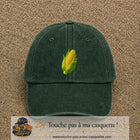 Casquette baseball Vert foncé délavé 100% coton avec visuel Épi de maïs 7 cm - image produit principale