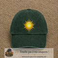 Casquette baseball Vert foncé délavé 100% coton avec motif Soleil rayonnant 7 cm - image principale