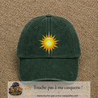 Casquette baseball Vert foncé délavé 100% coton avec motif Soleil rayonnant 7 cm - image principale