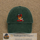 Casquette Vert foncé délavé 100% coton avec motif Garçon casquette rouge et lunettes 7 cm - image principale
