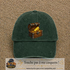 Casquette baseball Vert foncé délavé 100% coton avec motif Coffre au trésor 7 cm - image principale