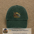 Casquette Vert foncé délavé motif Chasse et pêche 7 cm - vue principale