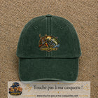 Casquette Vert foncé délavé motif Chasse et pêche 7 cm - vue principale