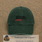Casquette Vert foncé délavé 100% coton avec motif Social Battery Low 5 cm - image principale
