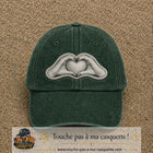 Casquette Vert foncé délavé motif Mains formant un cœur 7 cm - vue principale