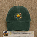 Casquette baseball Vert foncé délavé 100% coton avec visuel Système solaire 7 cm - image produit principale