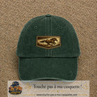 Casquette baseball Vert foncé délavé 100% coton avec visuel Cheval en course 5 cm - image produit principale