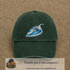 Casquette Vert foncé délavé 100% coton avec motif Fer à repasser bleu 7 cm - image principale