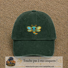 Casquette Vert foncé délavé motif Libellule multicolore 5 cm - vue principale