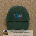 Casquette baseball Vert foncé délavé 100% coton avec visuel Dad coloré 5 cm - image produit principale