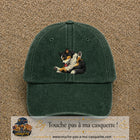 Casquette baseball Vert foncé délavé 100% coton avec motif Chien joueur 7 cm - image principale
