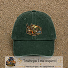 Casquette Vert foncé délavé motif Scène de chasse 7 cm - vue principale